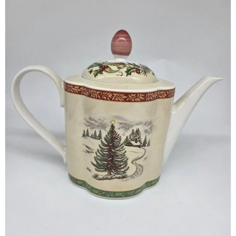 Vintage Villeroy & Boch Festive Memories Coffee Pot‎ w/Lid Christmas China Rare